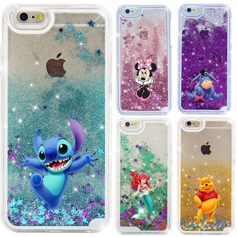 Disney Glitter Quicksand Mickey Stitch Cartoon Case For Iphone 5s Se 6s