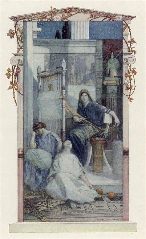 Penelope With Her Maids Weaving A Drawing By Mary Evans Picture