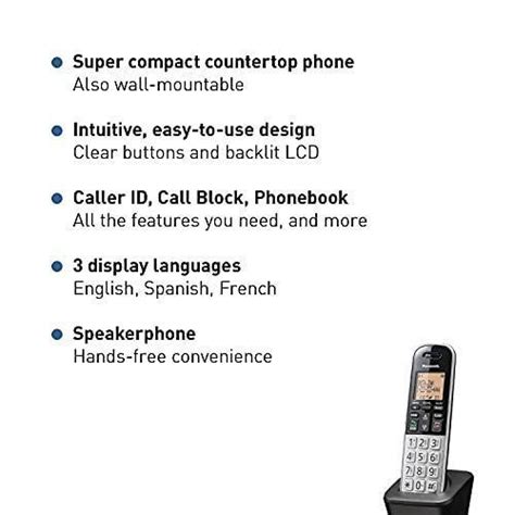 Panasonic Compact Cordless Phone With Dect 60 16 Amber Lcd And