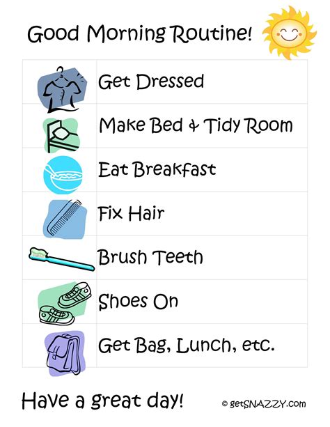 Morning Routines For Kids After School Routine Free Printable Getsnazzy