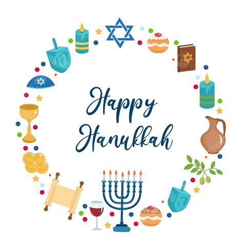ícones Redondos De Hanukkah Para Feriados Judaicos De Design De Cartão