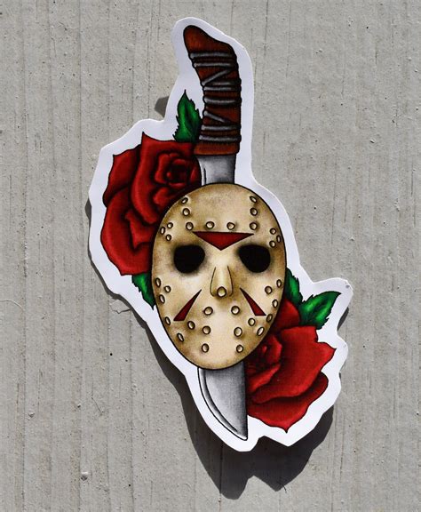 Friday The 13th Sticker Jason Voorhees Mask And Machete