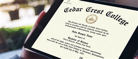 Cedar Crest Registrar Certified Electronic Diploma