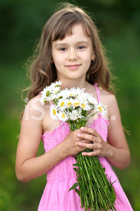 Portrait Of Little Girl Outdoors In Summer Stock Photo Royalty Free