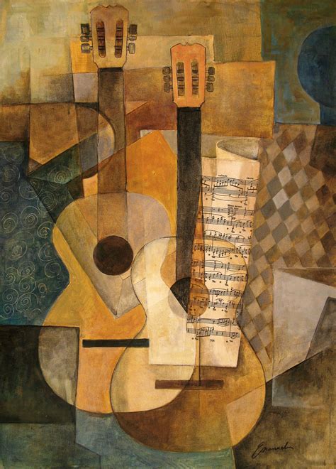 Picasso, la guitarra 1913, cubismo. La guitarra - Original Cubist Painting by Emanuel Ologeanu ...