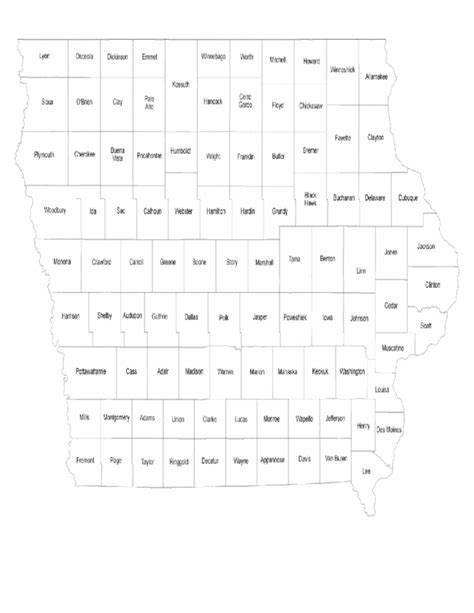 Iowa County Map With County Names Free Download