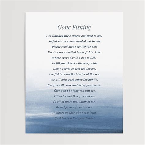 Gone Fishing Poem Ready to Print Celebration of Life Poem for - Etsy