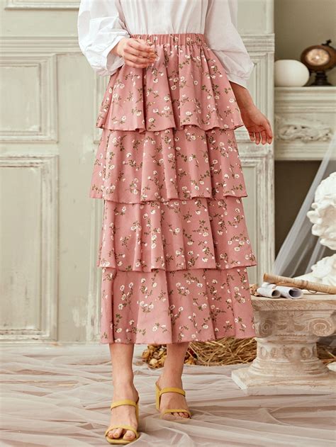 ditsy floral layered ruffle hem skirt in 2020 fashion forward outfits hem skirt skirts