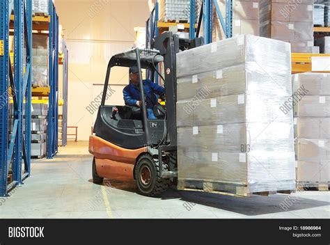 Forklift Loader Moving Image And Photo Free Trial Bigstock