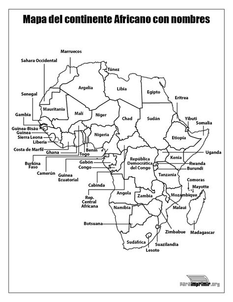 Mapa Del Continente Africano Con Nombres Para Imprimir En Pdf 107970