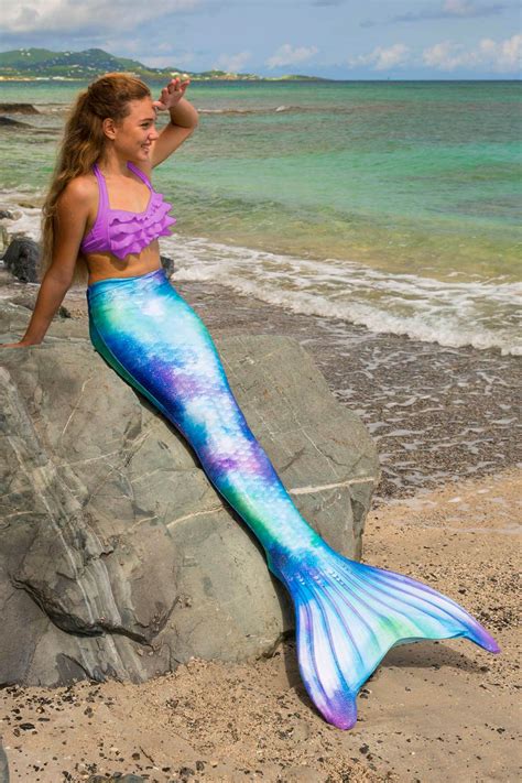 Watercolor Waves Mermaid Tail Mermaid Tails For Kids Fin Fun Mermaid