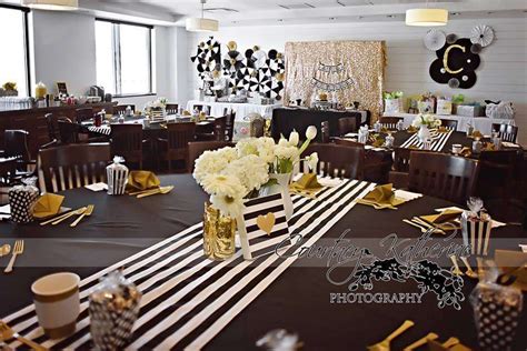 Unique baby shower decorations from independent artists. Black, White & Gold Baby Shower Party Ideas | Photo 7 of ...