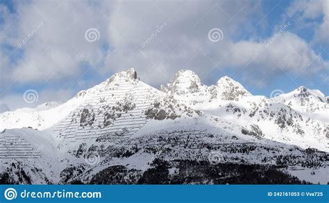 Impressive View Of The Mountain Peaks In The Tyrolean Alps In Winter