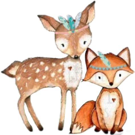 Tribal Fox Deer Woodland Forest Animals Woodland Creatures With