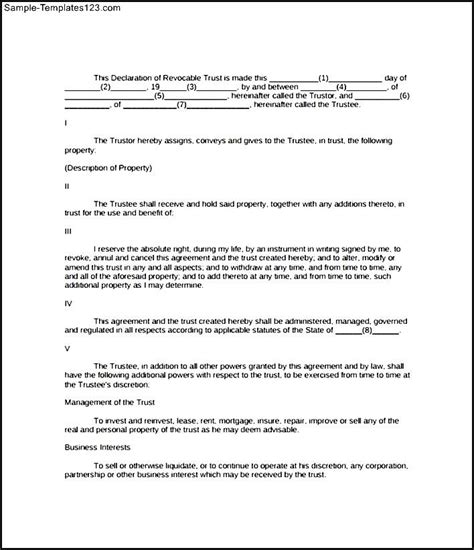 Living trust form download for free