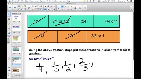 Using Fraction Strips To Compare Fractions Youtube