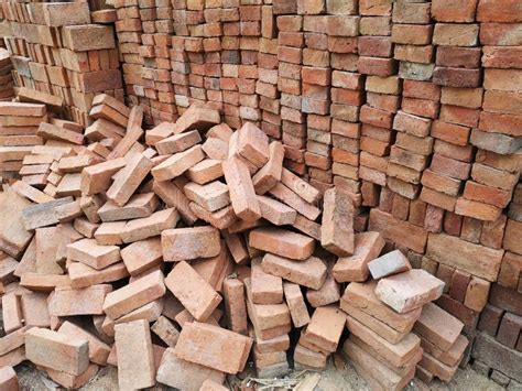 Red Brick Block Stacked Bricks Rough Surface Texture Material Build