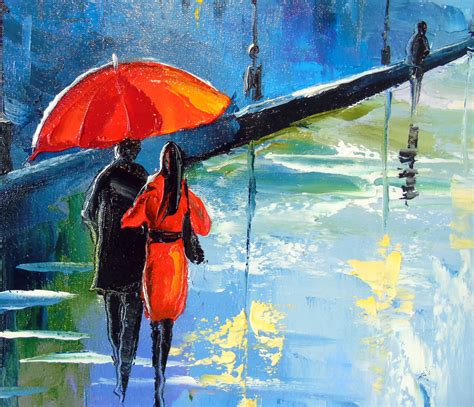Rain In London By Olha Darchuk 2023 Painting Oil On Canvas Singulart