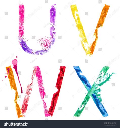 Colorful Paint Splash Alphabet Letters Uvwx Stock Illustration 193689578