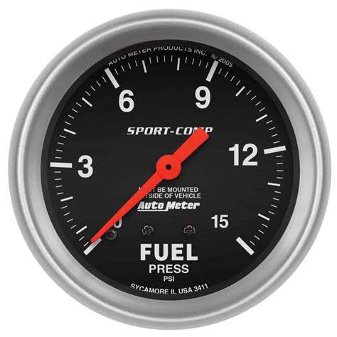Autometer 3412 Sport Comp Mechanical Fuel Pressure 0 100 Psi Gauge 2 5