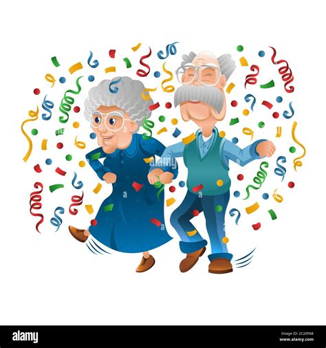 El Abuelo Y La Abuela Se Divierten Y Bailan En La Discoteca La Abuela Y El Abuelo Celebran