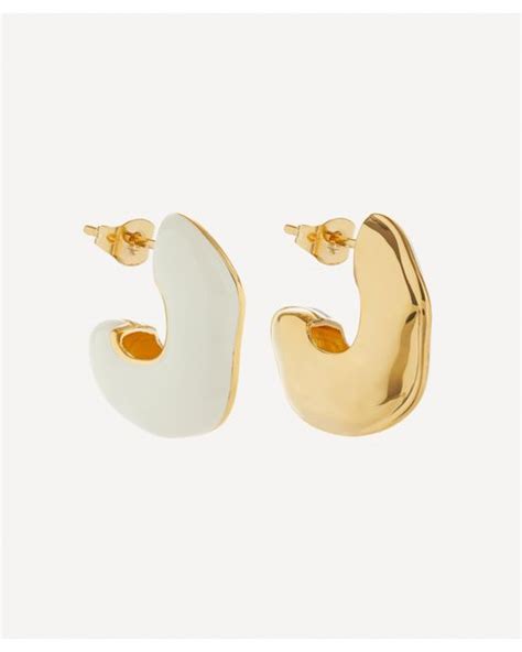 Missoma Ct Gold Plated Squiggle Chubby Two Tone Enamel Hoop Earrings