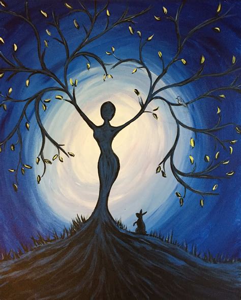 Paint Night Ideas Easy Lovely Paint Nite Blue Tree Goddess Use