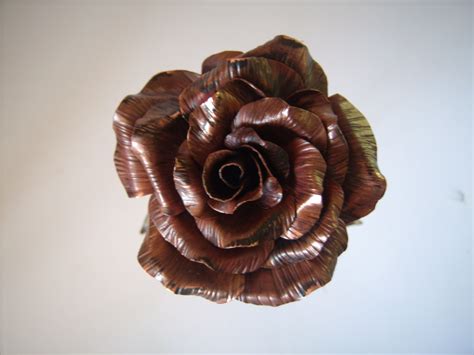 Copper Rose Sculpture For Sale By Local Metal Artist