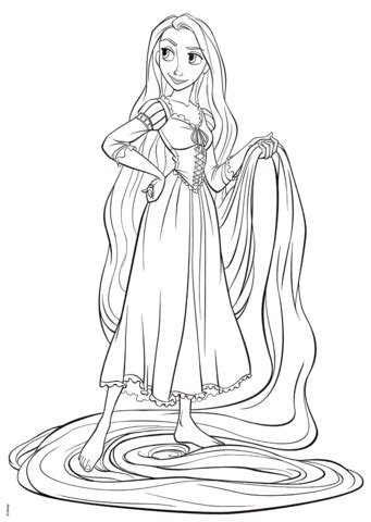 Rapunzel is soon conflicted between her freedom and her guilt of disobedience. Rapunzel from Tangled coloring page | Free Printable ...