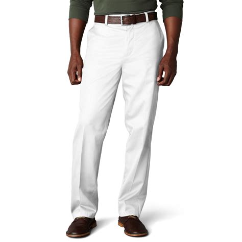 Dockers D3 Classic Fit Signature Khaki Flat Front Pants In White For