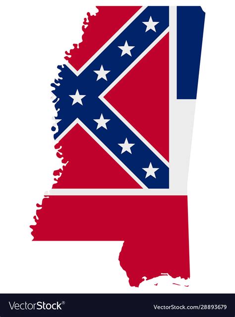 Flag In Map Mississippi Royalty Free Vector Image