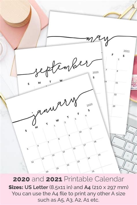 Printable Calendar 2021-2022 Calendar for Frame Planner | Etsy