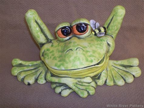 Large Ceramic Outdoor Lawn And Pond Frog By Whiteriverpottery Ceramic