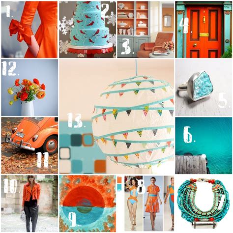 This color combination is versatile enough to be used in a variety of design projects, from those with a sophisticated and upscale look to those with a calm and comfortable feel. Mo Pie, Please: Color Inspiration :: Orange and Turquoise