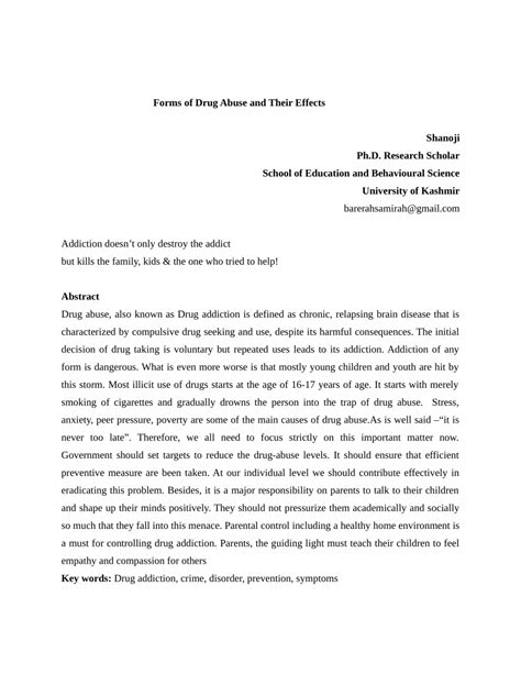 ⭐ Essay About Drugs Effects Effects Of Drug Abuse Essay 2022 10 26