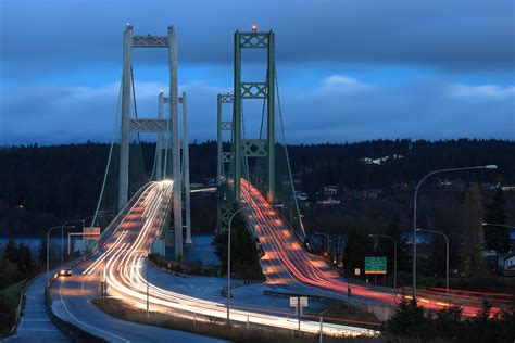 Morning At Tacoma Narrows Bridge Rwashington