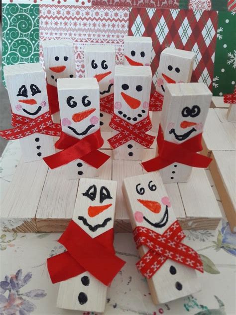 Jenga Block Snowmen ⛄ Christmas Ornament Crafts Easy Christmas