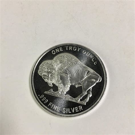 Lot One Troy Ounce 999 Fine Silver Buffalo Round