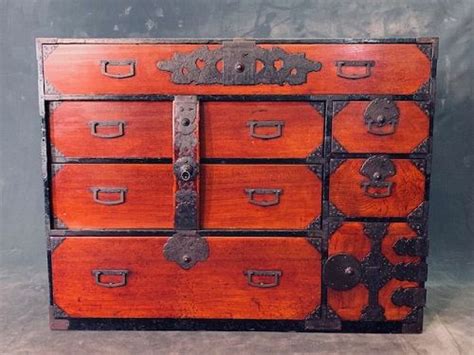 Antique Japanese Sendai Bo Tansu Lacquered Keyaki Meiji Period Item