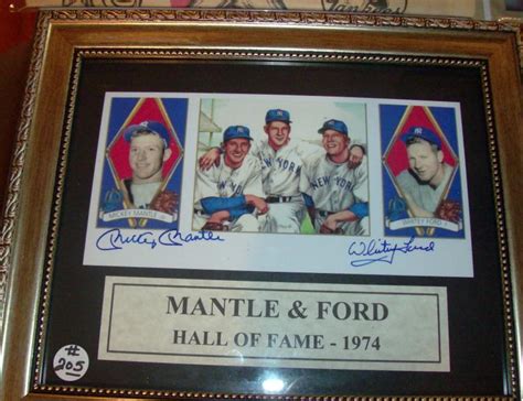 1974 Hall Of Fame Plaque Hand Signed By Mickey Mantle And Whit