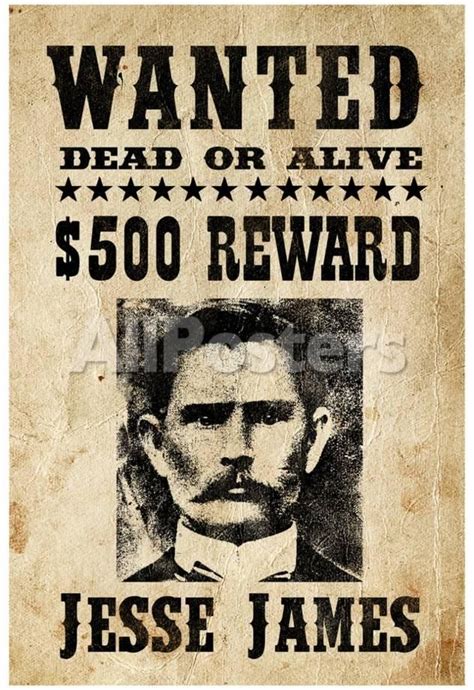 Jesse James Wanted Advertisement Print Poster People Poster 33 X 48