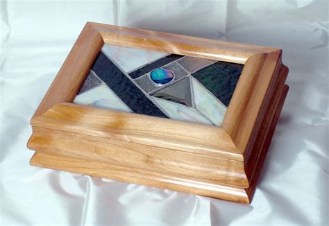 Hand Crafted Sculpted Alder And Stained Glass Keepsake Jewelry Box By Thecustomcabinetguy