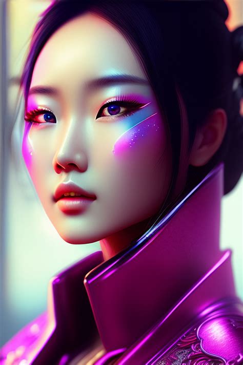 Lexica Chinese Robotic Girl With Sky Eyes Pink Eye Shadow Dramatic