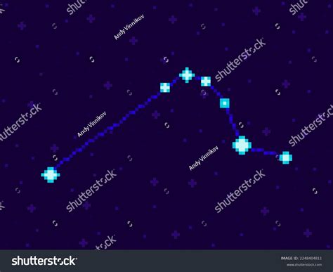 Horologium Constellation Pixel Art Style 8bit เวกเตอร์สต็อก ปลอดค่า