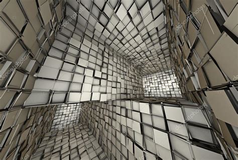 3d Futuristic Fragmented Tiled Mosaic Labyrinth Interior — Stock Photo