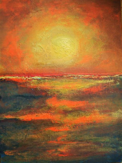 Abstract Landscape Sunset Yellow Orange Brown In The Heat Of The Night