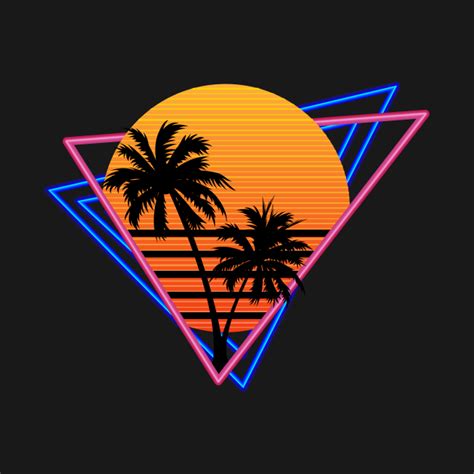 80s retro neon synthwave inspired sunset and palm trees 80s retro t shirt teepublic