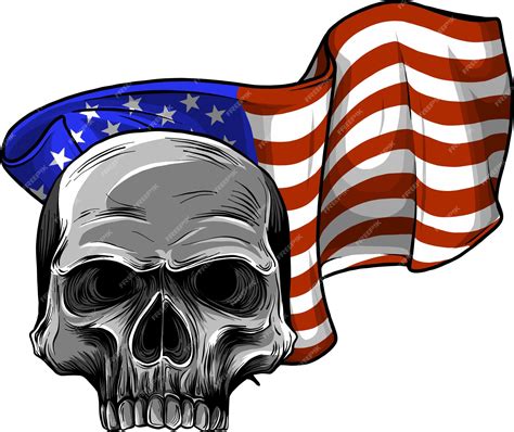 Premium Vector American Flag Skull Vector Illustration