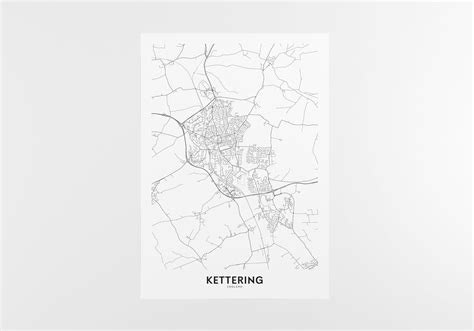 Kettering Map Print City Map Wall Art Kettering Map Travel Etsy