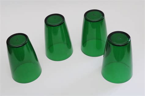 Mcm Vintage Anchor Hocking Forest Green Glass Tumblers Retro Drinking Glasses